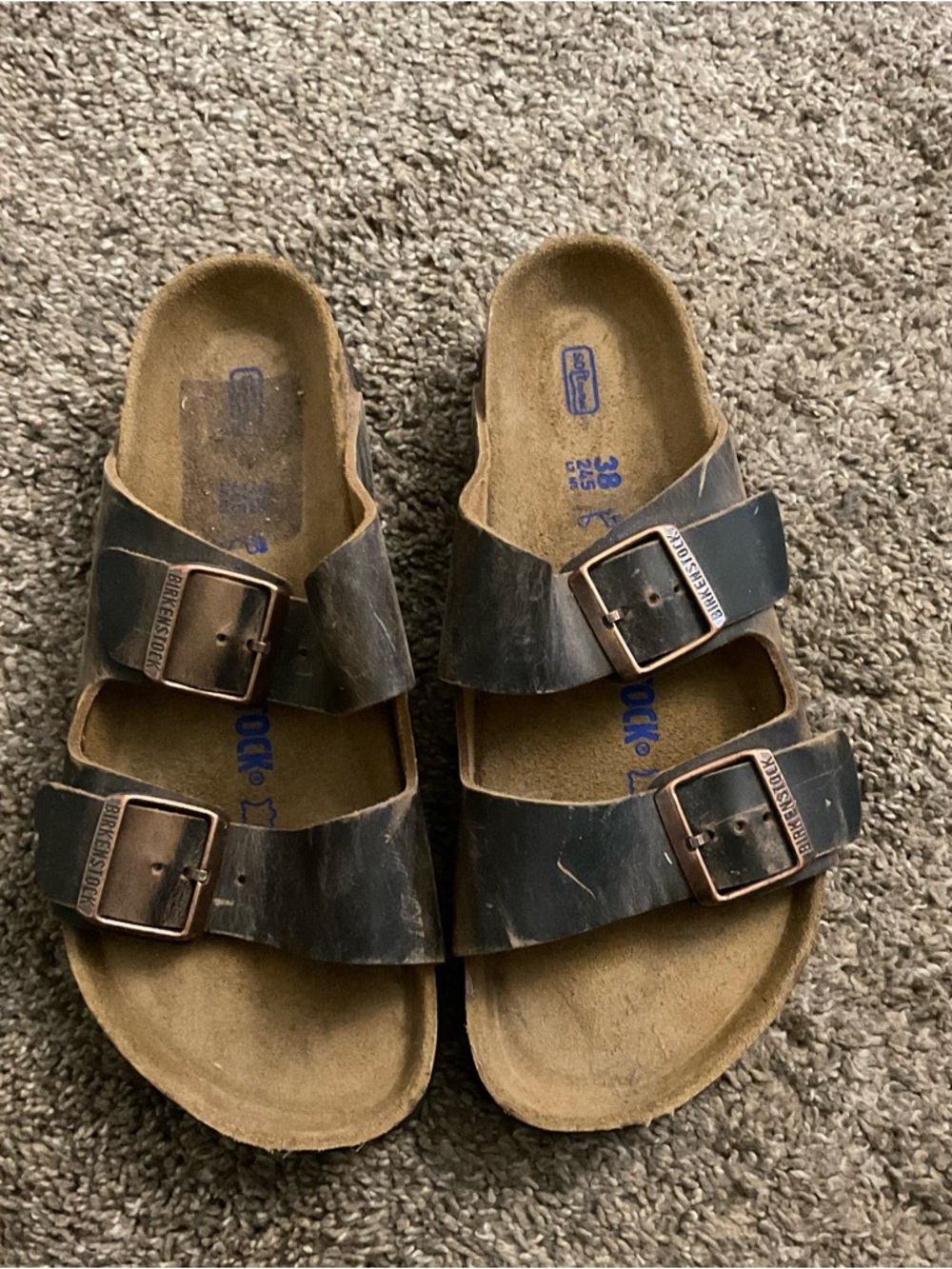 Birkenstock Black/Brown Arizona Two-Strap Sandals